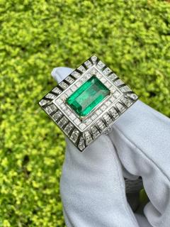 5 17 Carat Colombian Emerald Baguette Diamond Rectangle Art Deco Frame Ring - 3819854