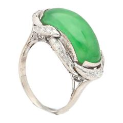 5 29 Carat Type A Jade Diamond in Ornate Saddle Top 18K White Gold Ring - 3504660