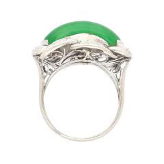 5 29 Carat Type A Jade Diamond in Ornate Saddle Top 18K White Gold Ring - 3504661