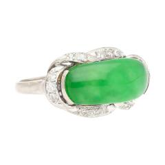 5 29 Carat Type A Jade Diamond in Ornate Saddle Top 18K White Gold Ring - 3504662