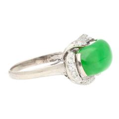 5 29 Carat Type A Jade Diamond in Ornate Saddle Top 18K White Gold Ring - 3504664