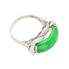 5 29 Carat Type A Jade Diamond in Ornate Saddle Top 18K White Gold Ring - 3504684