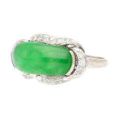 5 29 Carat Type A Jade Diamond in Ornate Saddle Top 18K White Gold Ring - 3504687