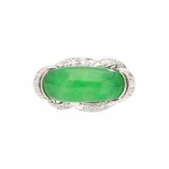 5 29 Carat Type A Jade Diamond in Ornate Saddle Top 18K White Gold Ring - 3551616