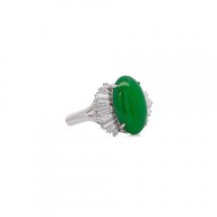 5 32 Carat Natural Jadeite Jade and Diamond Filigree Platinum Ballerina Ring - 3772501