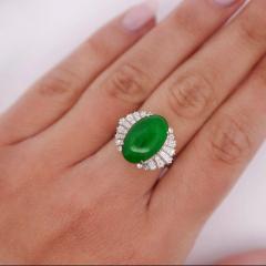 5 32 Carat Natural Jadeite Jade and Diamond Filigree Platinum Ballerina Ring - 3772504