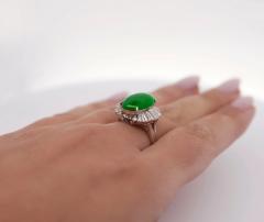 5 32 Carat Natural Jadeite Jade and Diamond Filigree Platinum Ballerina Ring - 3772505