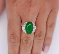 5 32 Carat Natural Jadeite Jade and Diamond Filigree Platinum Ballerina Ring - 3772506