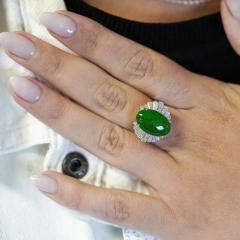 5 32 Carat Natural Jadeite Jade and Diamond Filigree Platinum Ballerina Ring - 3772507