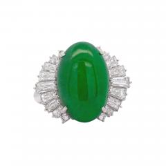 5 32 Carat Natural Jadeite Jade and Diamond Filigree Platinum Ballerina Ring - 3775188