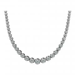 5 5 Carat Diamond 18K White Gold 4 Prong Graduated Tennis Necklace - 3922686