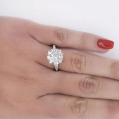 5 58 Carat G I1 Round Cut Diamond Baguette Side 3 Stone Engagement Ring - 3861974