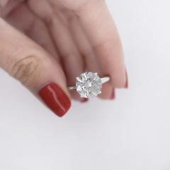 5 58 Carat G I1 Round Cut Diamond Baguette Side 3 Stone Engagement Ring - 3862000