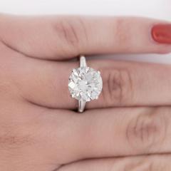 5 58 Carat G I1 Round Cut Diamond Baguette Side 3 Stone Engagement Ring - 3862004