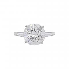 5 58 Carat G I1 Round Cut Diamond Baguette Side 3 Stone Engagement Ring - 3864375