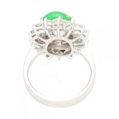 5 74 Carat Grade A Green Jade with Round Cut Diamond Halo Ring - 3819876