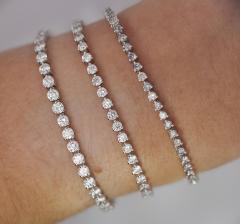 5 75 Carat Natural Round Diamond 3 Prong Tennis Bracelet in 18k White Gold - 3499950