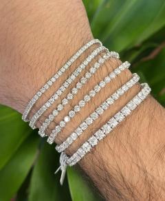 5 75 Carat Natural Round Diamond 3 Prong Tennis Bracelet in 18k White Gold - 3499961