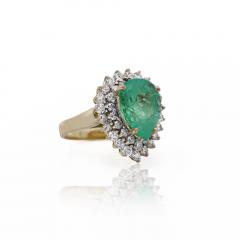 5 75 Carat Pear Cut Colombian Emerald Diamond Halo 18K Gold Emerald Ring - 3974421