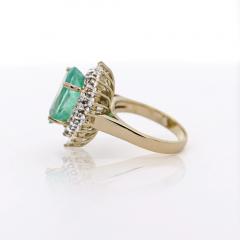 5 75 Carat Pear Cut Colombian Emerald Diamond Halo 18K Gold Emerald Ring - 3974481