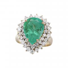 5 75 Carat Pear Cut Colombian Emerald Diamond Halo 18K Gold Emerald Ring - 3976559