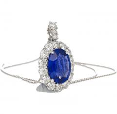 5 83 Carat Oval No Heat Sri Lanka Blue Sapphire Diamond Pendant in Platinum - 3504521