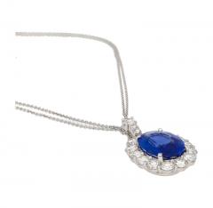 5 83 Carat Oval No Heat Sri Lanka Blue Sapphire Diamond Pendant in Platinum - 3504564