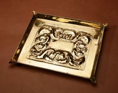 5 A Decorative Glasgow School Embossed Brass Tray  - 3327701