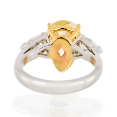 5 CARAT PEAR SHAPE FANCY YELLOW THREE STONE DIAMOND ENGAGEMENT RING - 3474184