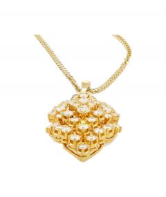 5 CTTW Diamond Cluster Multi Cut Pendant in 18K Yellow Gold Necklace - 3505276