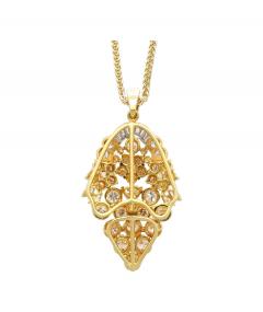 5 CTTW Diamond Cluster Multi Cut Pendant in 18K Yellow Gold Necklace - 3505296