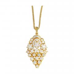 5 CTTW Diamond Cluster Multi Cut Pendant in 18K Yellow Gold Necklace - 3570393