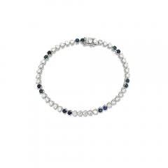 5 Carat Blue Sapphire Lab Grown Diamond 3 Prong Tennis Bracelet - 3896553