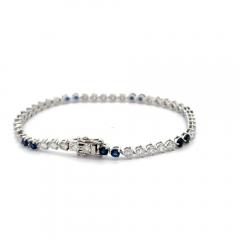 5 Carat Blue Sapphire Lab Grown Diamond 3 Prong Tennis Bracelet - 3896556