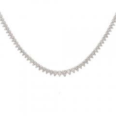 5 Carat Round Cut Diamond Platinum 2 Row Teardrop Tennis Necklace - 3896561