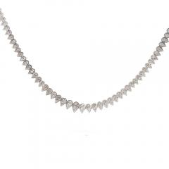 5 Carat Round Cut Diamond Platinum 2 Row Teardrop Tennis Necklace - 3896618