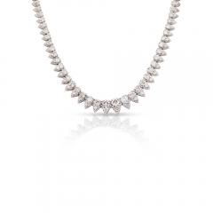 5 Carat Round Cut Diamond Platinum 2 Row Teardrop Tennis Necklace - 3896620