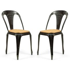 5 French Art Deco Metal Cafe Side Chairs - 4734997