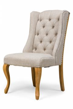 5 Mid Century American Button Tufted Gray Weave Upholstered Wing Dining Chairs - 4660922
