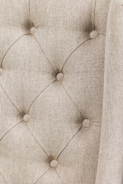 5 Mid Century American Button Tufted Gray Weave Upholstered Wing Dining Chairs - 4660928