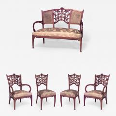 5 Piece French Art Nouveau Walnut Living Room Set - 422429