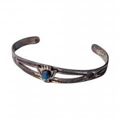 5 Solid Sterling Silver Bracelet with Turquoise Setting - 3871542