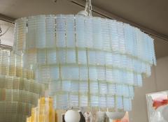 5 Tiered Ridged Opalescent Murano Glass Chandelier in Oval Shape - 2399116