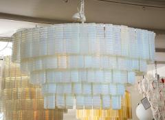 5 Tiered Ridged Opalescent Murano Glass Chandelier in Oval Shape - 2399131