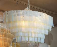 5 Tiered Ridged Opalescent Murano Glass Chandelier in Oval Shape - 2399136