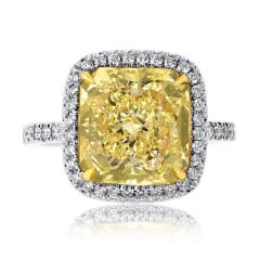 5 carat Radiant Cut Diamond Fancy Intense Yellow Halo Engagement Ring - 4400009