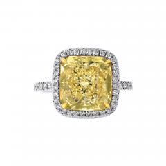 5 carat Radiant Cut Diamond Fancy Intense Yellow Halo Engagement Ring - 4400478
