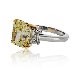 5 carat Radiant Cut Diamond Fancy Yellow GIA D color Traps Ring - 4400037