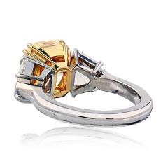 5 carat Radiant Cut Diamond Fancy Yellow GIA Three Stone Diamond Engagement Ring - 4400051