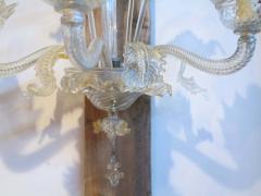 50 Chandelier with 6 lights arms with sconces pair Murano crystal and gold - 2465485